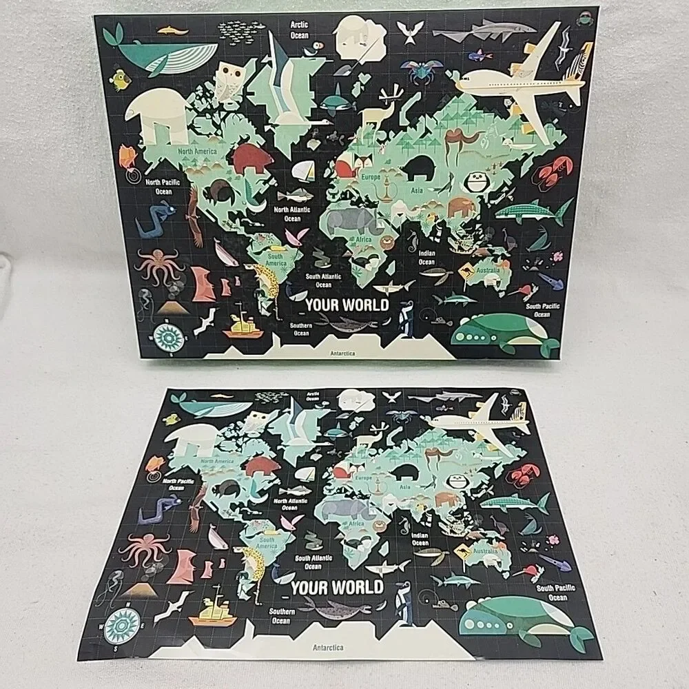 Puzzle Your World 1000 Piece Mudpuppy Map Animals Cartoon Paul Daviz 20